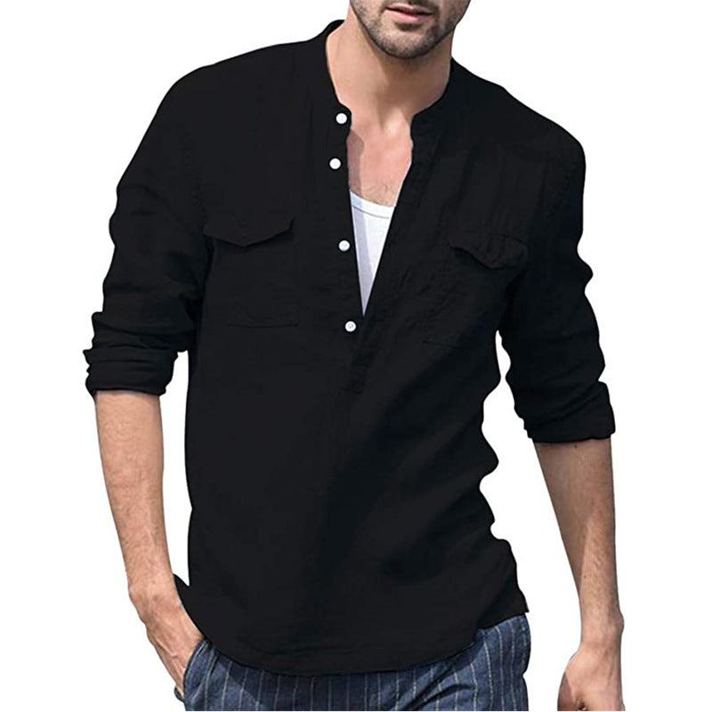 Men's Solid Cotton Shirt with Pockets in 3 Colors