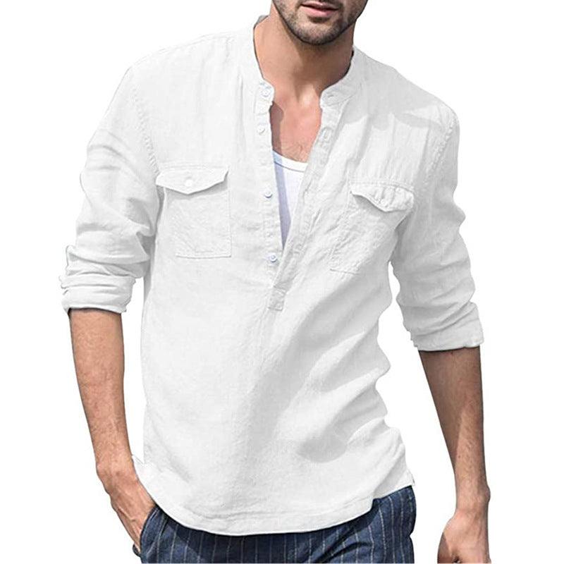 Men's Solid Cotton Shirt with Pockets in 3 Colors