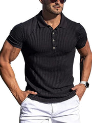 Men's Cotton Striped Short Sleeve Polo Shirt in 8 Colors