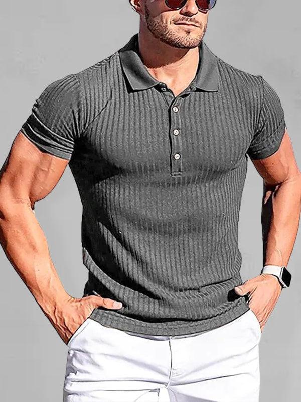 Men's Cotton Striped Short Sleeve Polo Shirt in 8 Colors