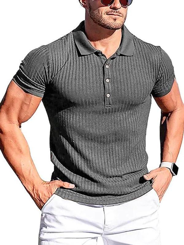 Men's Cotton Striped Short Sleeve Polo Shirt in 8 Colors