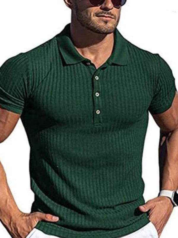 Men's Cotton Striped Short Sleeve Polo Shirt in 8 Colors