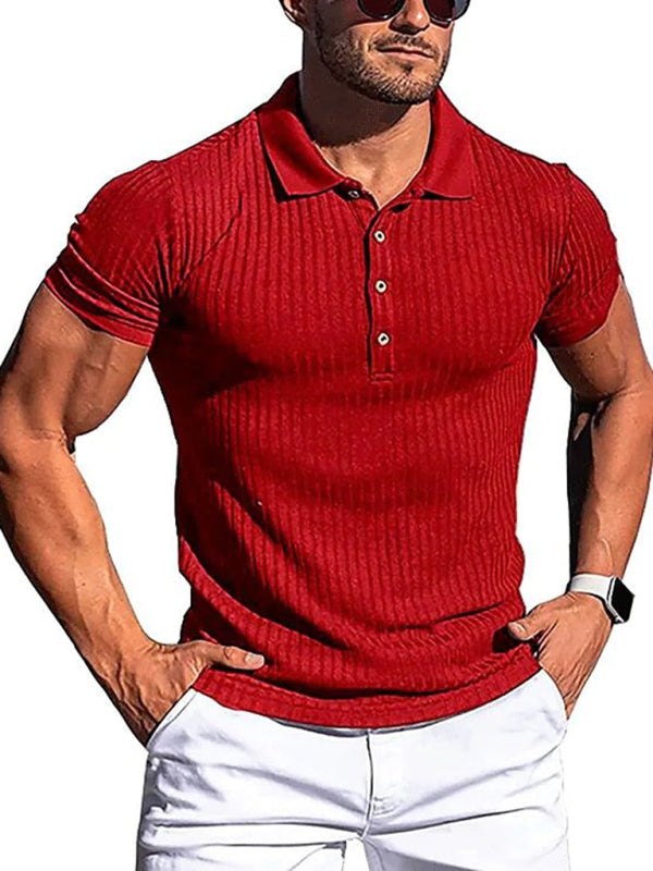 Men's Cotton Striped Short Sleeve Polo Shirt in 8 Colors