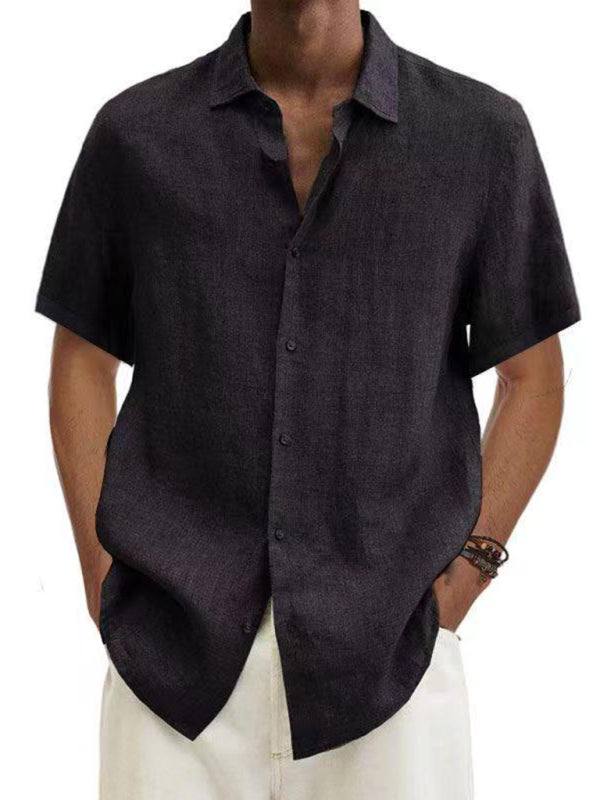 Men's Short Sleeve Top with Buttons and Lapel
