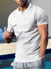 Men's Short Sleeve Henley Round Neck Shirt in 7 Colors M-3XL