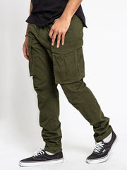 Men's Solid Color Multi-Pocket Cargo Pants in 5 Colors S-4XL