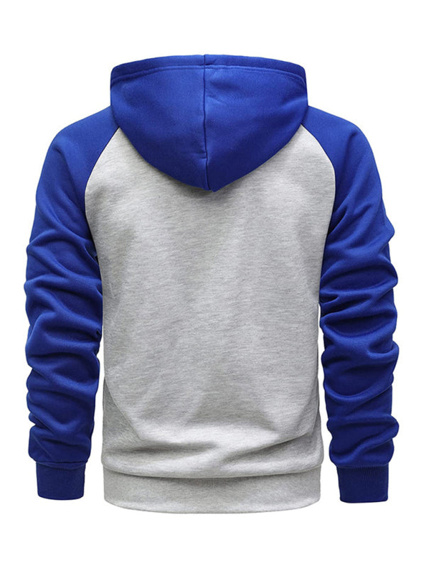 Men's Colorblock Zippered Hoodie in 5 Colors M-3XL