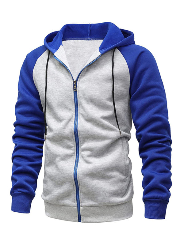 Men's Colorblock Zippered Hoodie in 5 Colors M-3XL