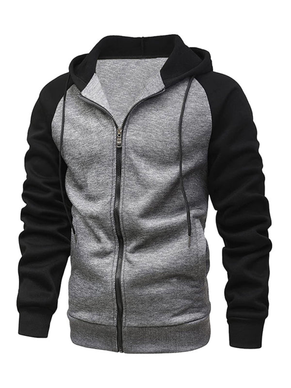 Men's Colorblock Zippered Hoodie in 5 Colors M-3XL