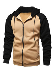 Men's Colorblock Zippered Hoodie in 5 Colors M-3XL