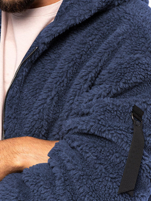 Herren Kapuzen-Plüschjacke in 4 Farben S-3XL