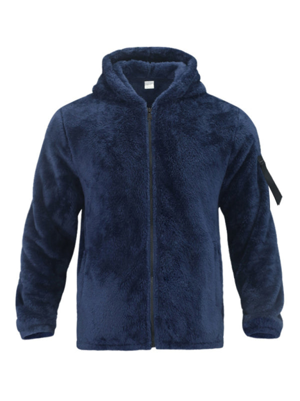 Herren Kapuzen-Plüschjacke in 4 Farben S-3XL