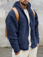 Herren Kapuzen-Plüschjacke in 4 Farben S-3XL