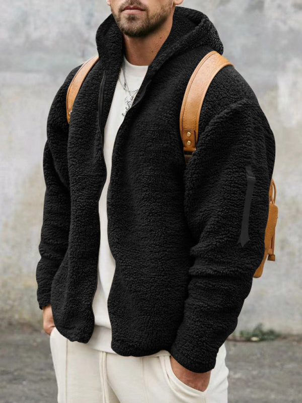 Herren Kapuzen-Plüschjacke in 4 Farben S-3XL
