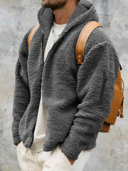 Herren Kapuzen-Plüschjacke in 4 Farben S-3XL