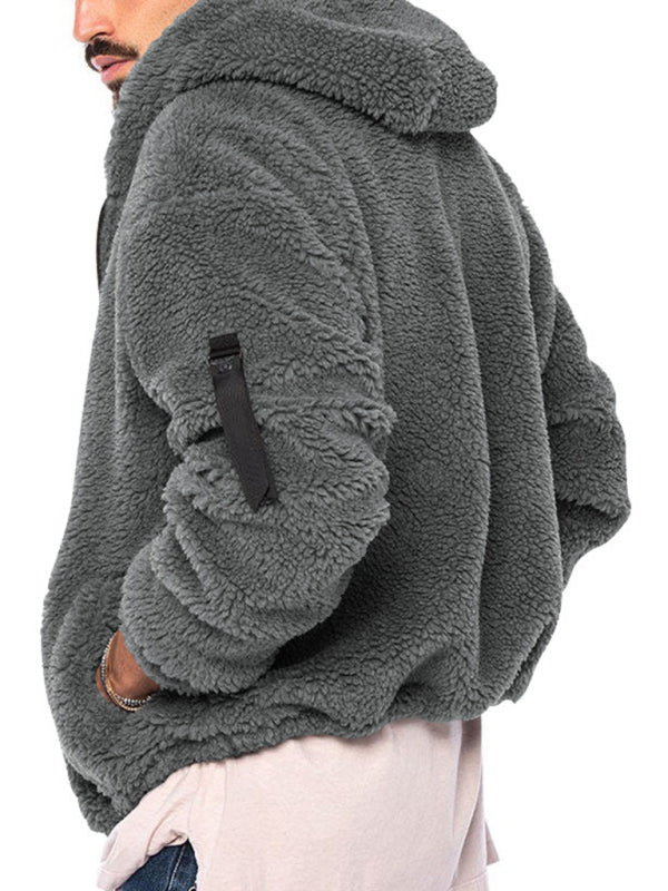 Herren Kapuzen-Plüschjacke in 4 Farben S-3XL