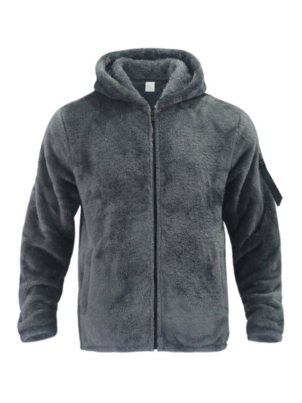 Herren Kapuzen-Plüschjacke in 4 Farben S-3XL