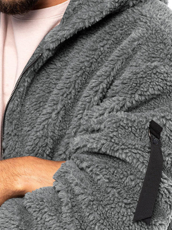 Herren Kapuzen-Plüschjacke in 4 Farben S-3XL