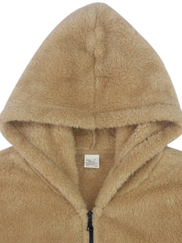 Herren Kapuzen-Plüschjacke in 4 Farben S-3XL