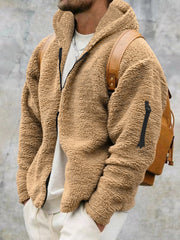Herren Kapuzen-Plüschjacke in 4 Farben S-3XL