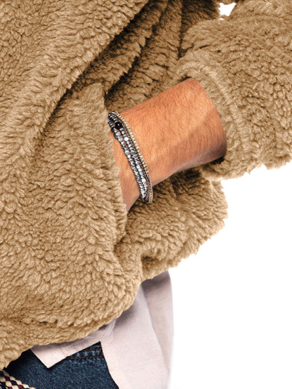 Herren Kapuzen-Plüschjacke in 4 Farben S-3XL