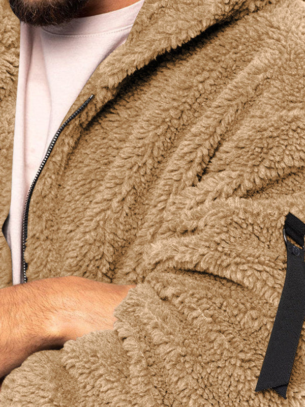 Herren Kapuzen-Plüschjacke in 4 Farben S-3XL