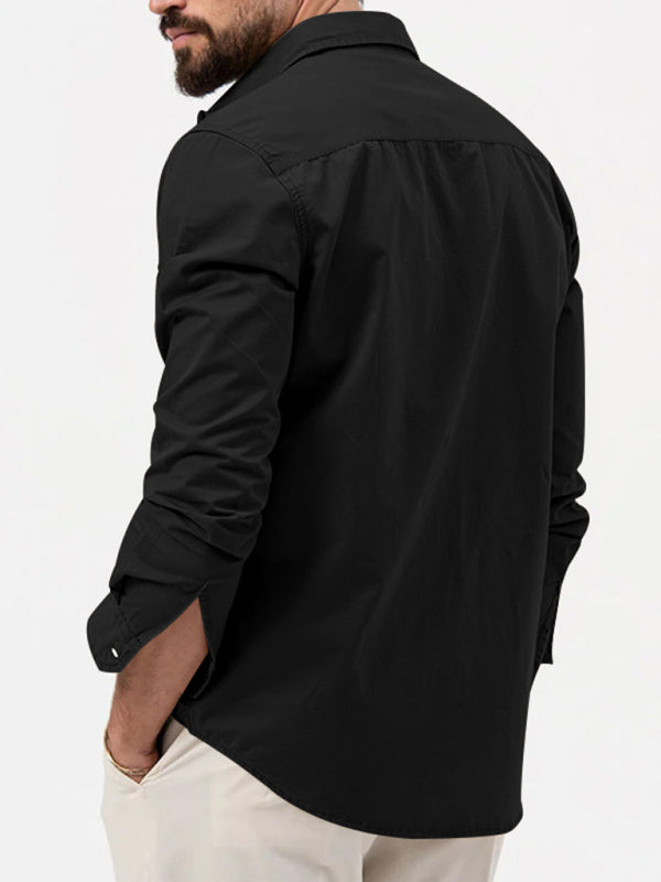 Men's Button-Up Long Sleeve Shirt with Chest Pockets