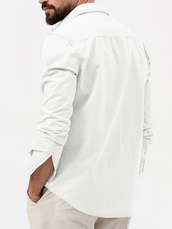 Men's Button-Up Long Sleeve Shirt with Chest Pockets
