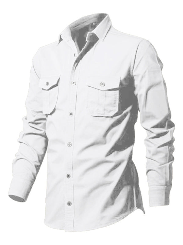 Men's Button-Up Long Sleeve Shirt with Chest Pockets
