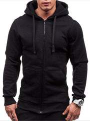 Men's Long Sleeve Hooded Zippered Sweatshirt with Pockets in 5 Colors