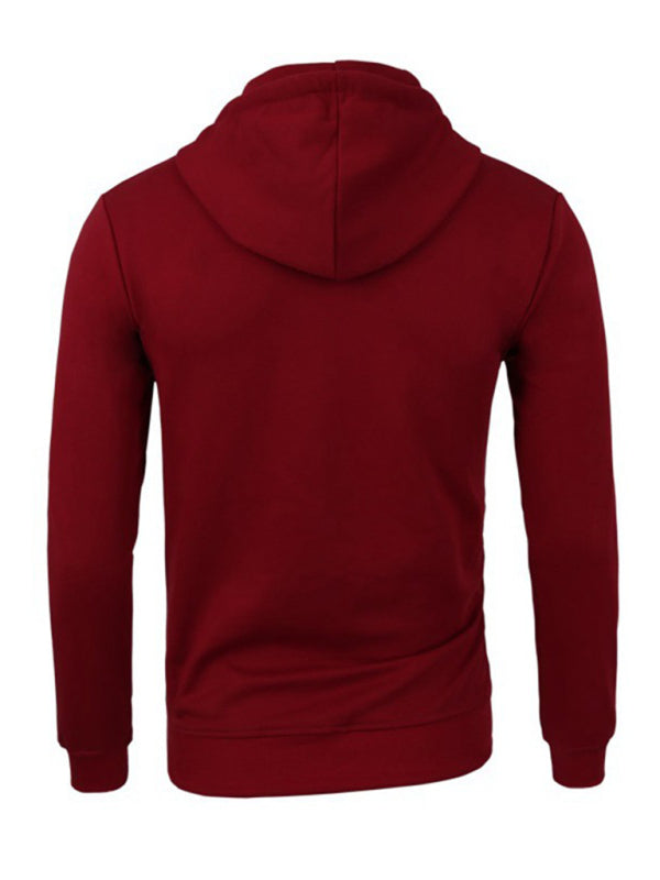 Men's Long Sleeve Hooded Zippered Sweatshirt with Pockets in 5 Colors