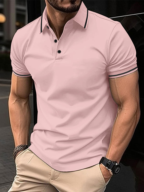 Men's Short Sleeve Button Lapel Polo Shirt