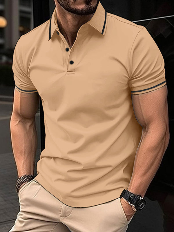 Men's Short Sleeve Button Lapel Polo Shirt
