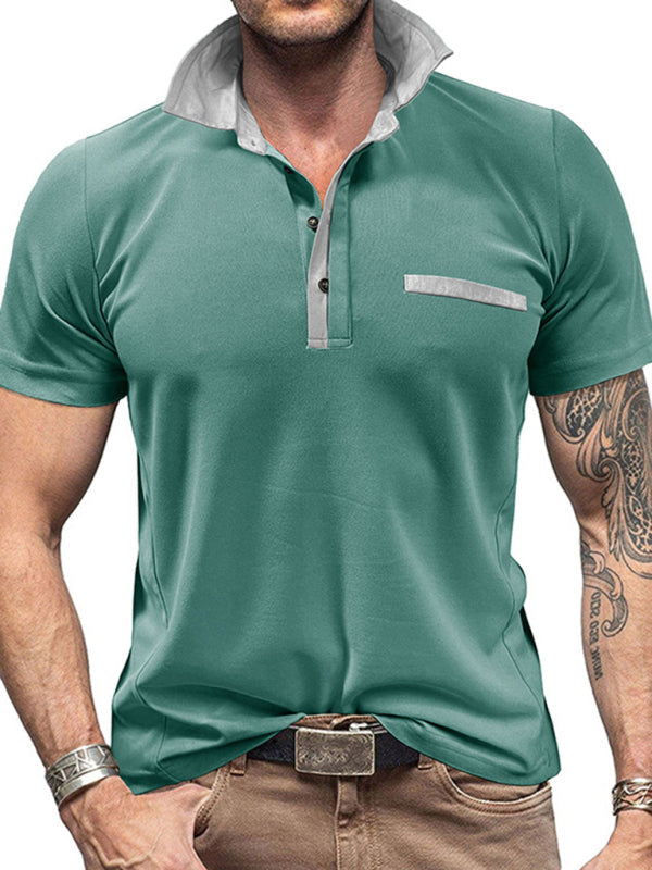 Men's Polo Short Sleeve Top with Lapel