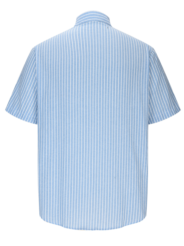 Striped Button-Up Short Sleeve Men's Shirt with Lapel and Pocket