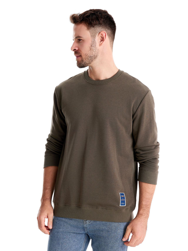 Solid Colour Round Neck Long Sleeve Men's Sweatshirt