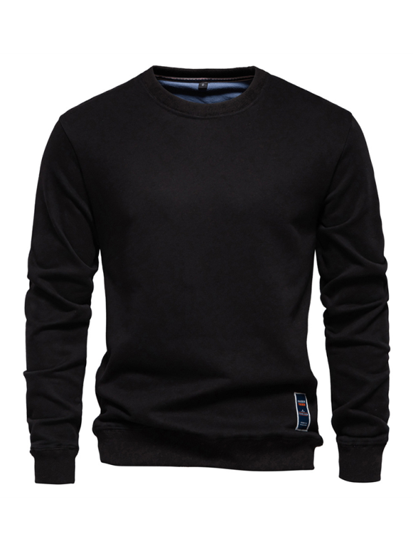 Solid Colour Round Neck Long Sleeve Men's Sweatshirt
