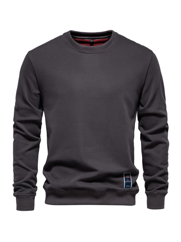 Solid Colour Round Neck Long Sleeve Men's Sweatshirt
