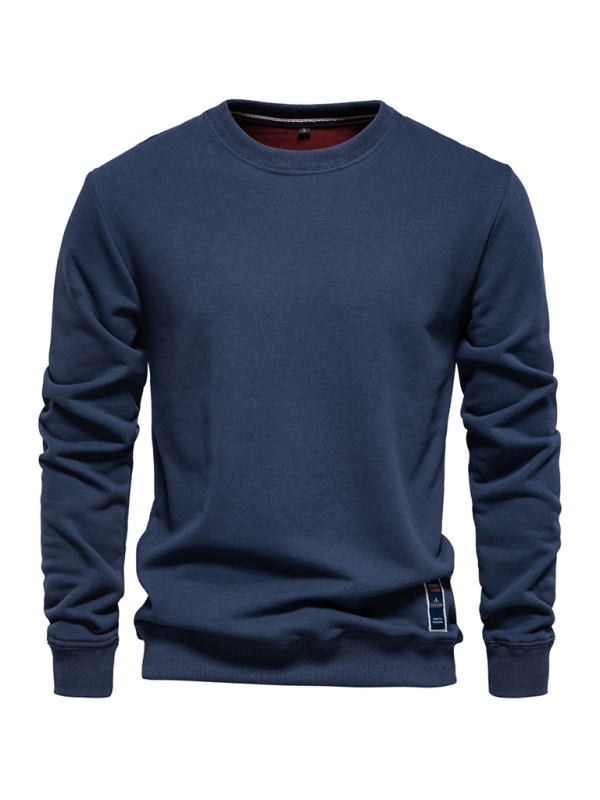 Solid Colour Round Neck Long Sleeve Men's Sweatshirt