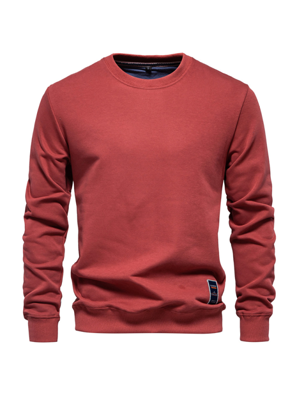 Solid Colour Round Neck Long Sleeve Men's Sweatshirt