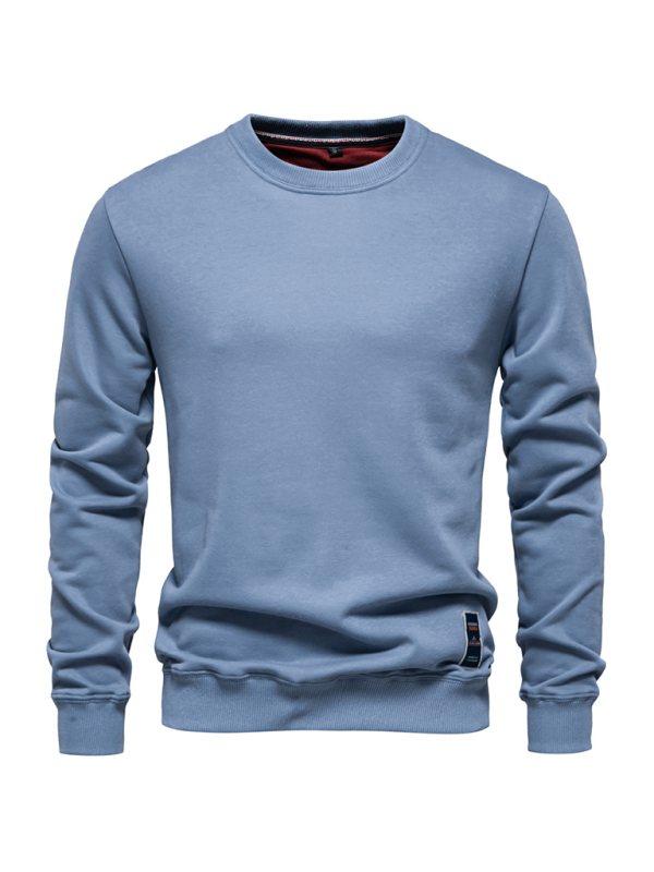Solid Colour Round Neck Long Sleeve Men's Sweatshirt