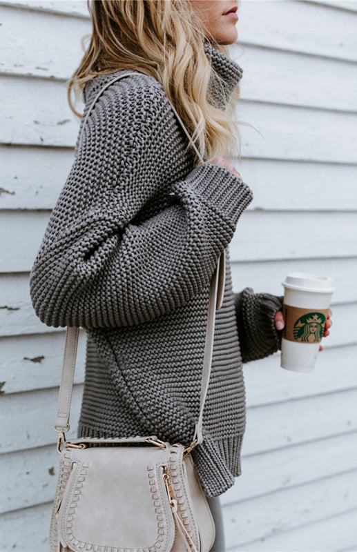 Thick Oversize Turtle Neck Pullover Sweater in 6 Colors S-XL
