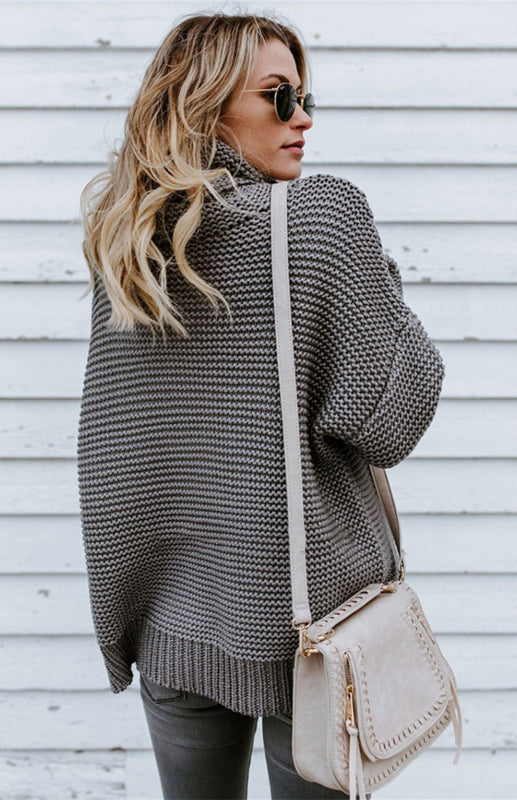 Thick Oversize Turtle Neck Pullover Sweater in 6 Colors S-XL