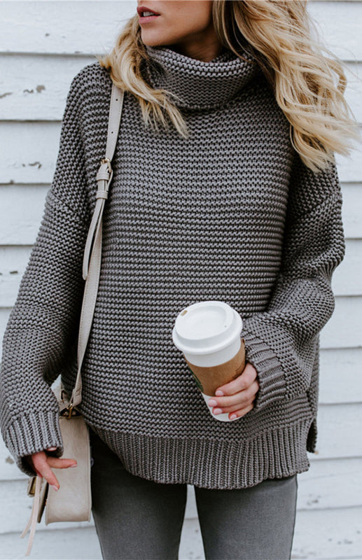 Thick Oversize Turtle Neck Pullover Sweater in 6 Colors S-XL