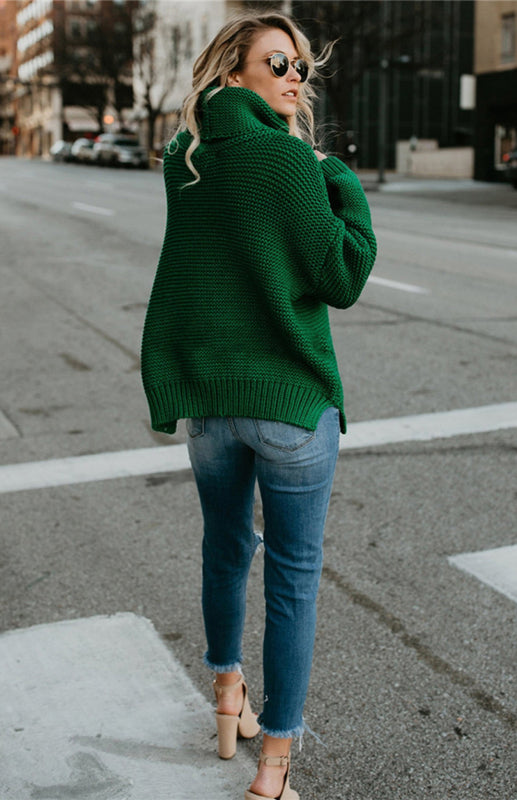 Thick Oversize Turtle Neck Pullover Sweater in 6 Colors S-XL