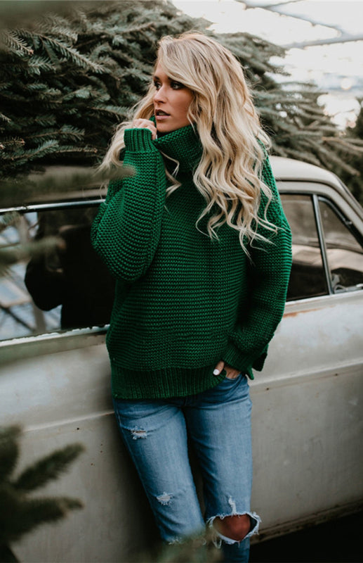 Thick Oversize Turtle Neck Pullover Sweater in 6 Colors S-XL