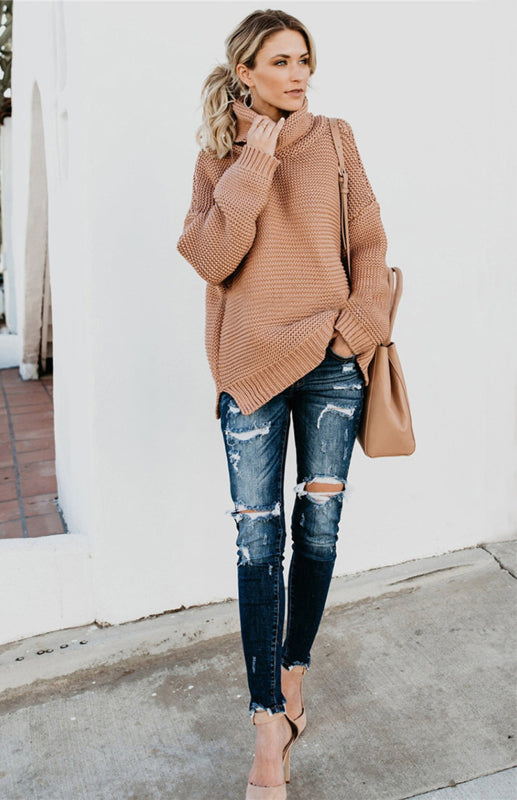 Thick Oversize Turtle Neck Pullover Sweater in 6 Colors S-XL
