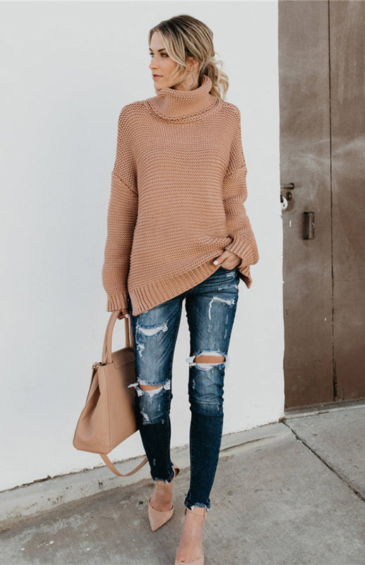 Thick Oversize Turtle Neck Pullover Sweater in 6 Colors S-XL