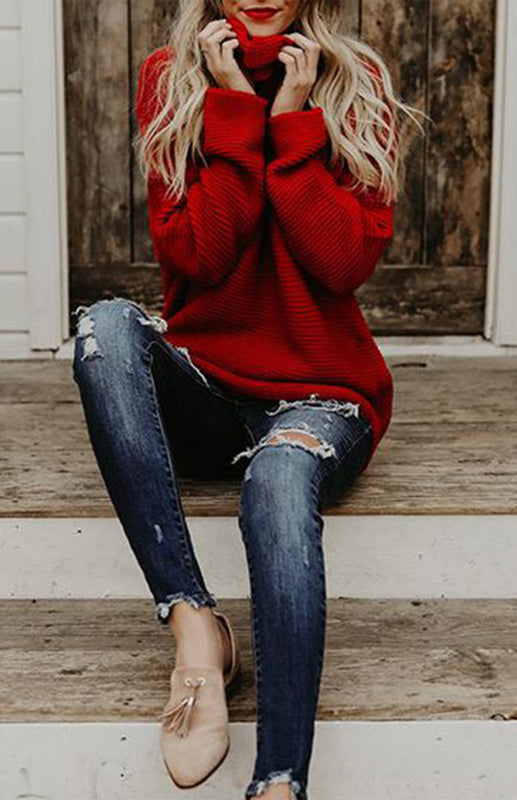 Thick Oversize Turtle Neck Pullover Sweater in 6 Colors S-XL