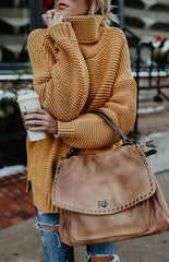 Thick Oversize Turtle Neck Pullover Sweater in 6 Colors S-XL